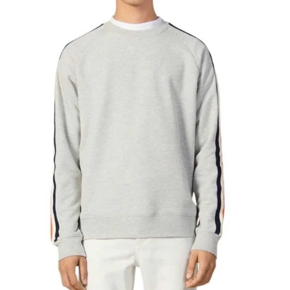 Sandro Sweatshirt Stripe Sleeve Grey Size Small